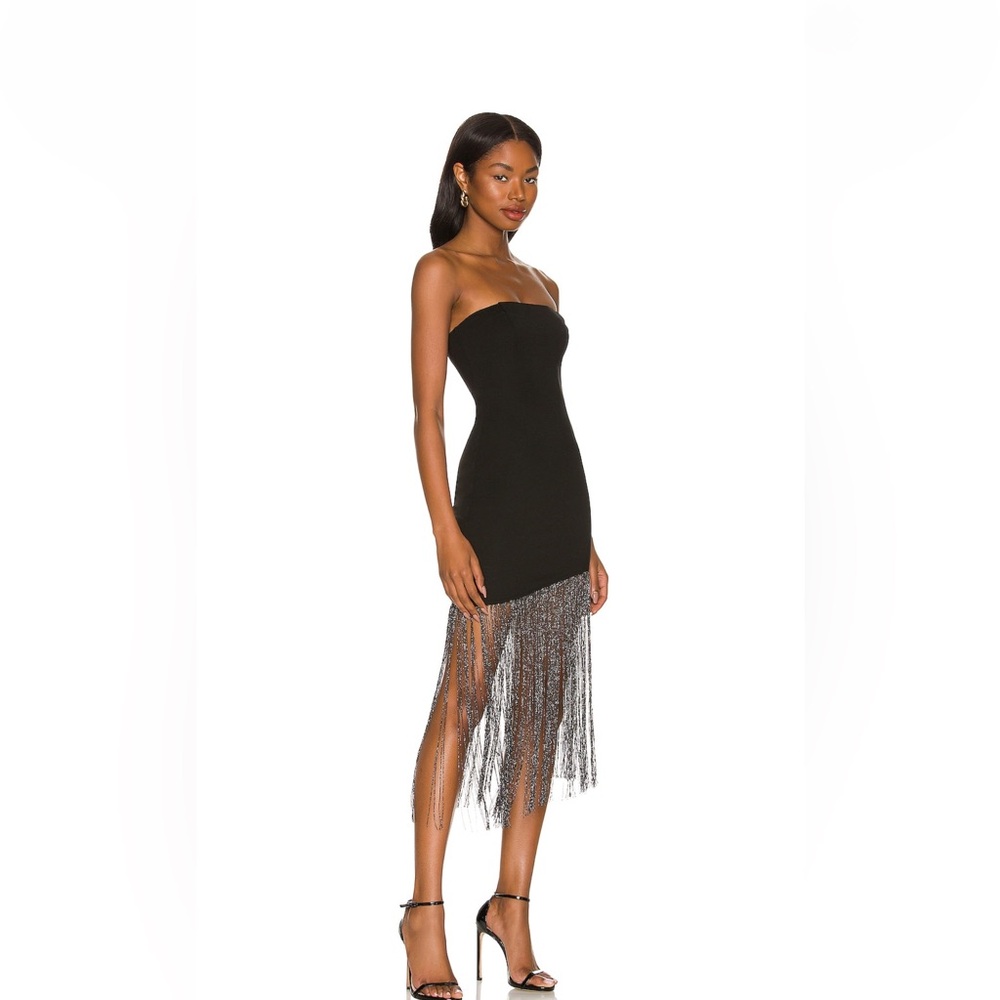 Superdown Black Strapless Fringe Dress - Picture 4 of 8
